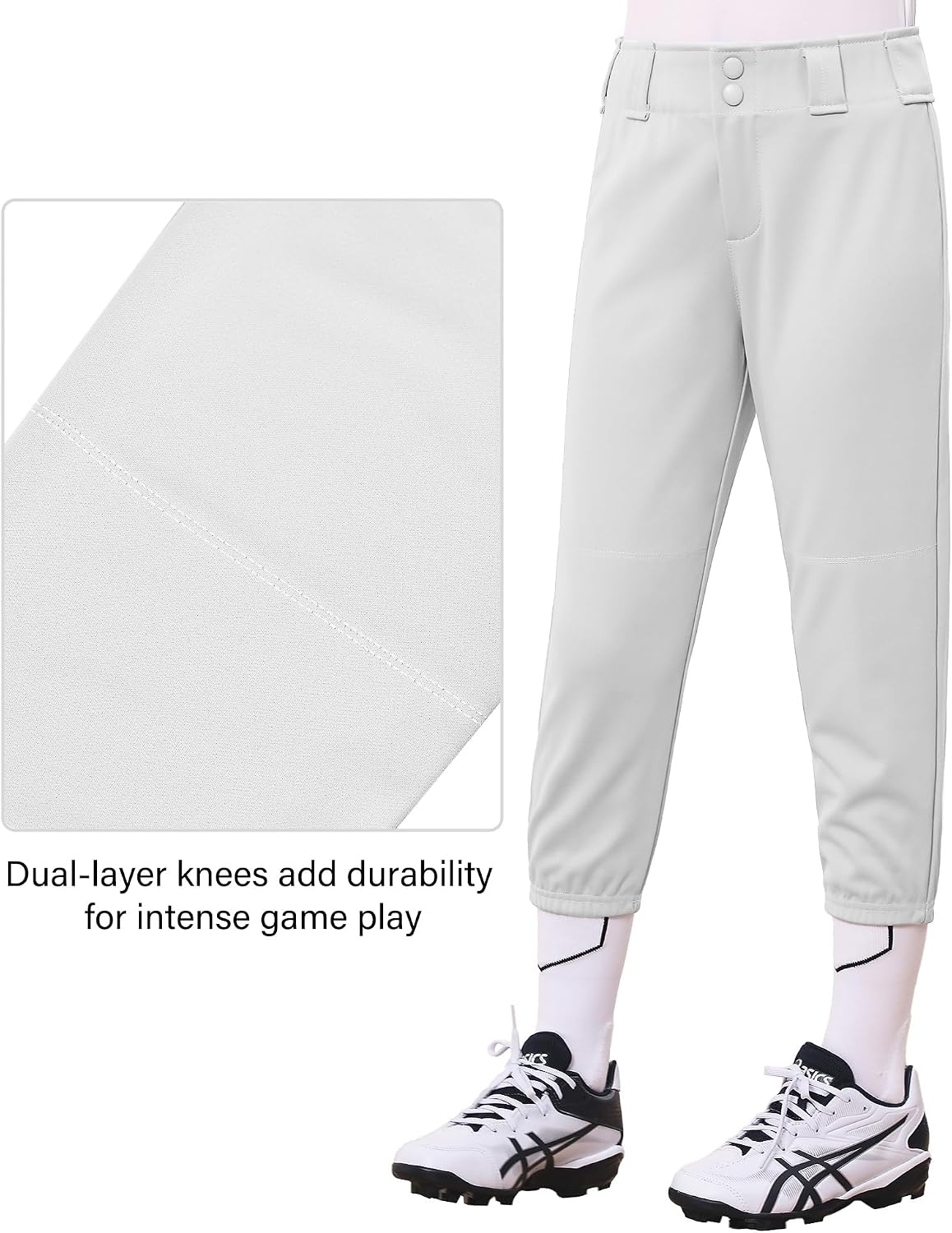 Stelle Softball Pants for Girls Youth with Pockets for Kids Fastpitch(Light Grey)