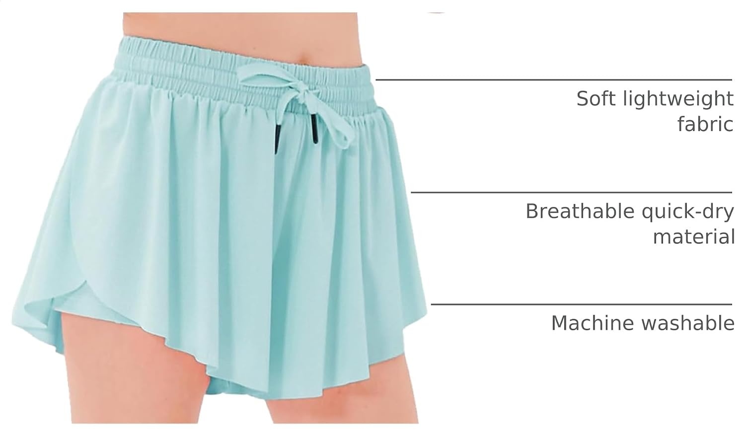 Stelle Girls Butterfly Shorts with Pockets Athletic Running Sports Skirt(Light Blue)