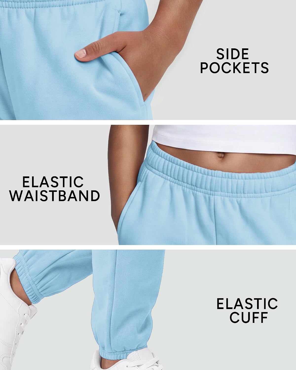 Stelle Girls Sweatpants Classic Fleece Joggers Athletic Pants(Blue)