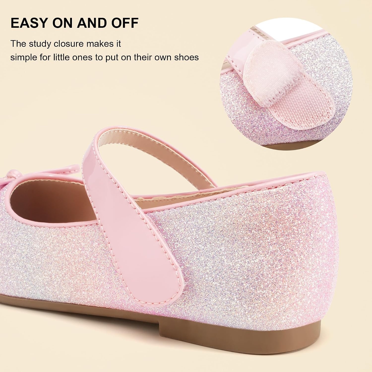 Stelle Girls Dress Shoes Mary Jane Flats for School Party Flower Girl(Pink Ombre)