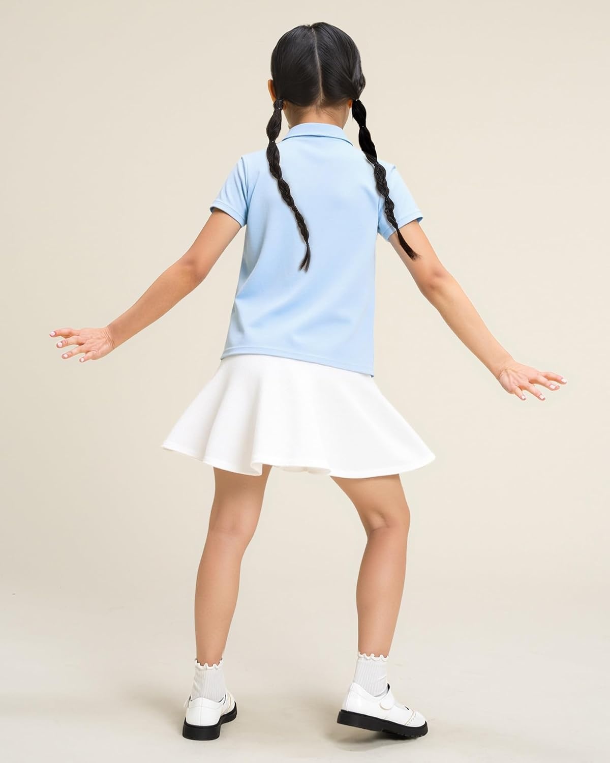 Stelle Girls Pleated Skater Uniform Skirts with Built in Shorts for School | Elastic waistband, Soft stretch fabric, Comfortable fit, Tennis, Golf, Casual wear, Active movement(White)