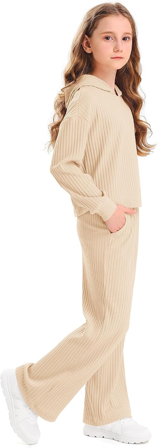 Stelle Girls 2 Piece Fall Outfits Lounge Set 5-15 Y(Beige)
