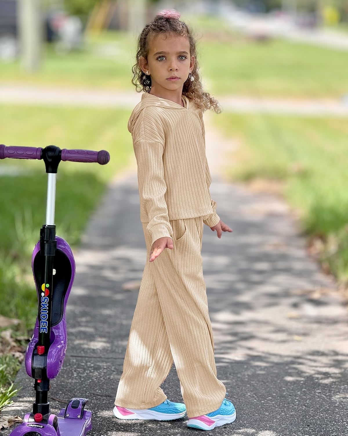 Stelle Girls 2 Piece Fall Outfits Lounge Set 5-15 Y(Beige)