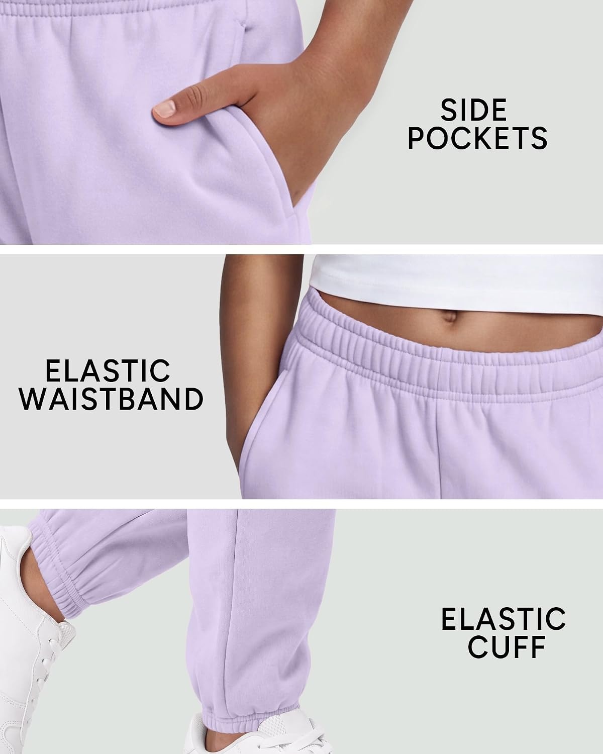 Stelle Girls Sweatpants Classic Fleece Joggers Athletic Pants(Lavender)