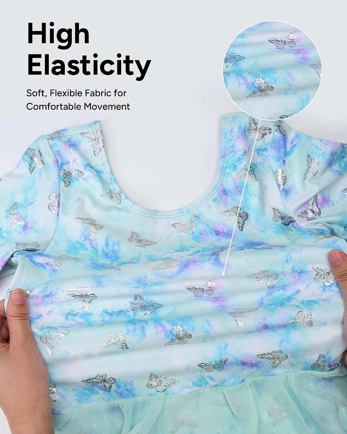 Stelle Long Sleeve Ballet Leotards for Girls Toddler Ballerina Dance Dress(Butterfly Mist)