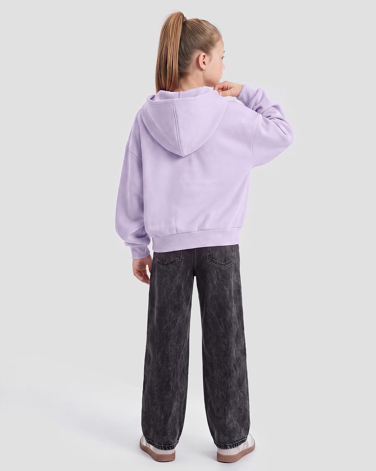 Stelle Girls Zip Up Hoodie Kids Casual Fleece Sweatshirt with Pocket(Lavender)