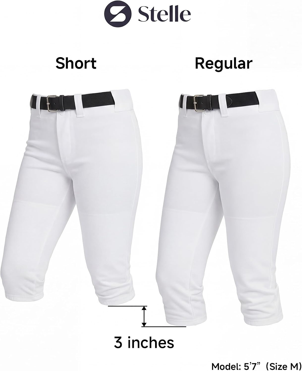 Stelle Womens Softball Pants Knee-High Knickers with Pocket Fastpitch Adult(White)