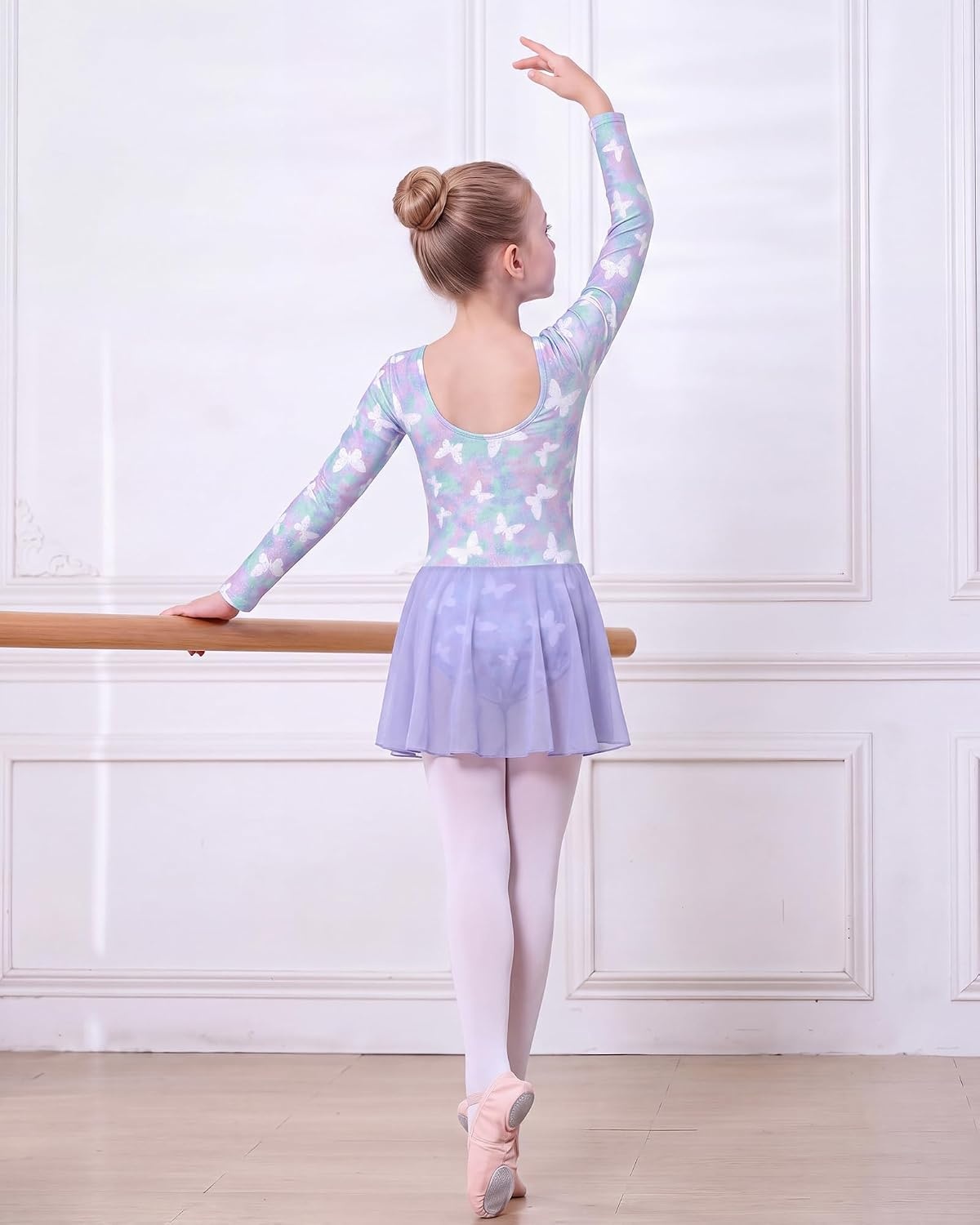 Stelle Long Sleeve Ballet Leotards for Girls Toddler Ballerina Dance Dress(Magic Flutter)