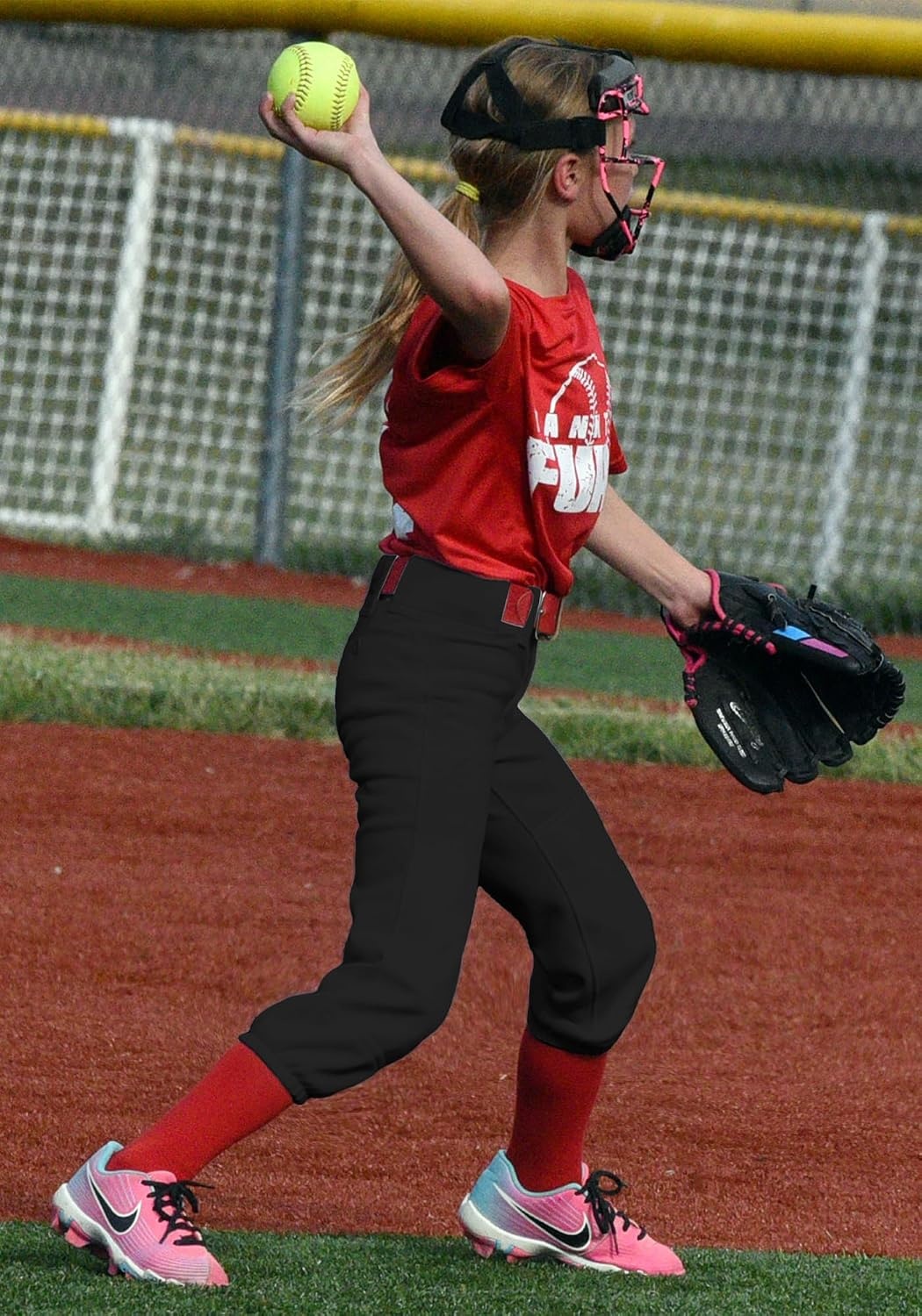 Stelle Softball Pants for Girls Youth with Pockets for Kids Fastpitch(Black)