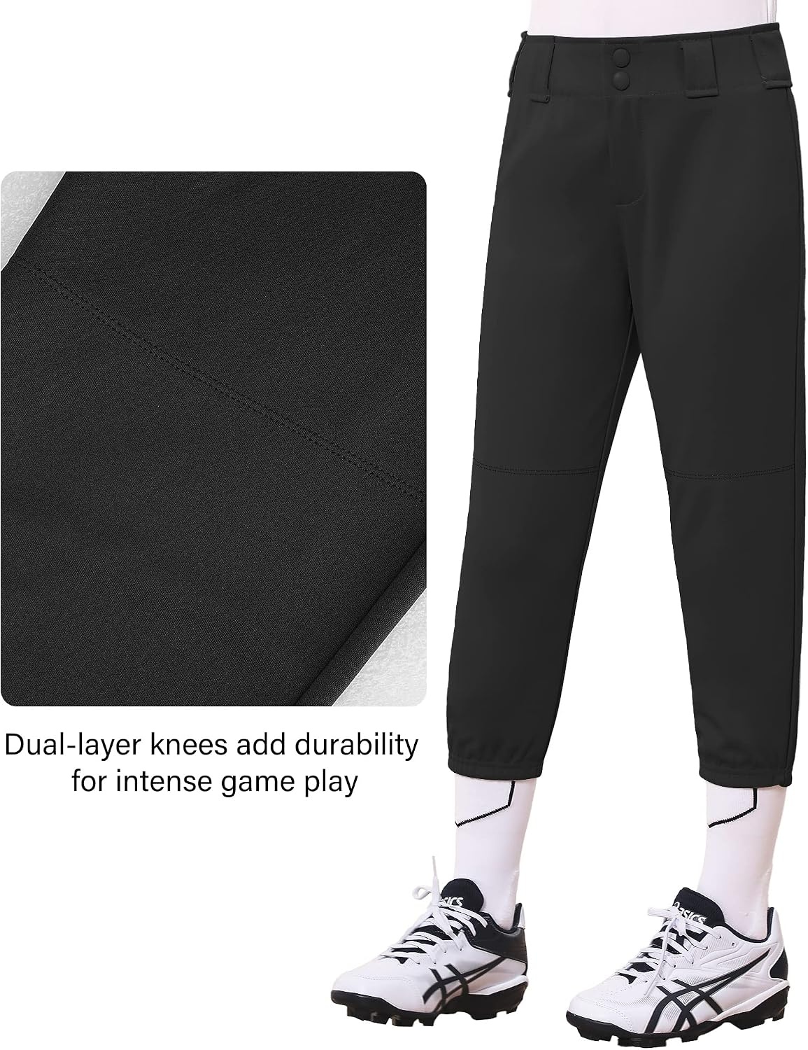 Stelle Softball Pants for Girls Youth with Pockets for Kids Fastpitch(Black)