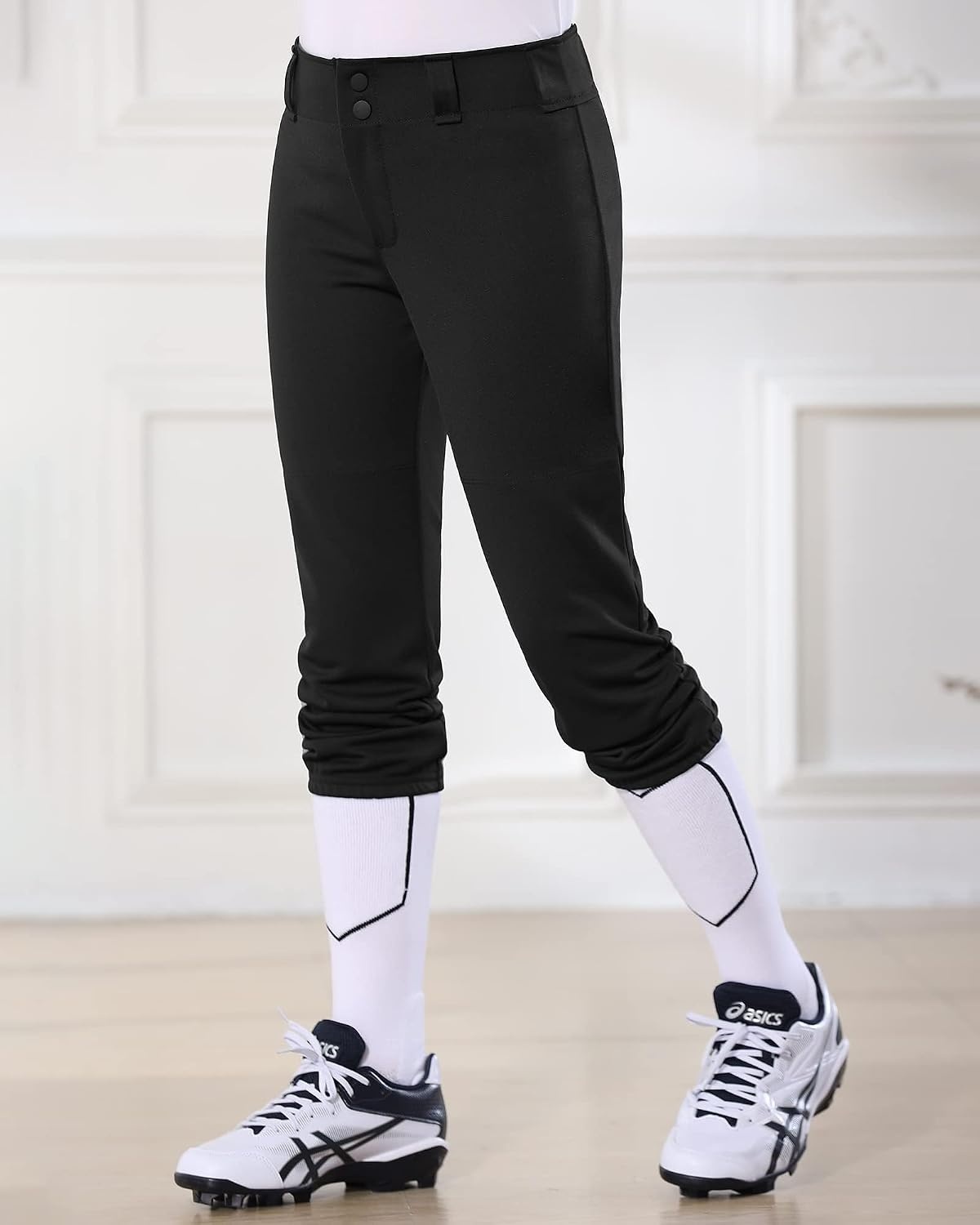 Stelle Softball Pants for Girls Youth with Pockets for Kids Fastpitch(Black)