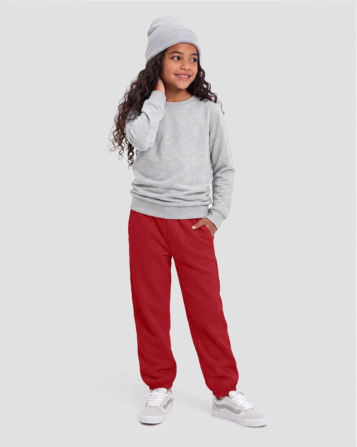 Stelle Girls Sweatpants Classic Fleece Joggers Athletic Pants(Red)