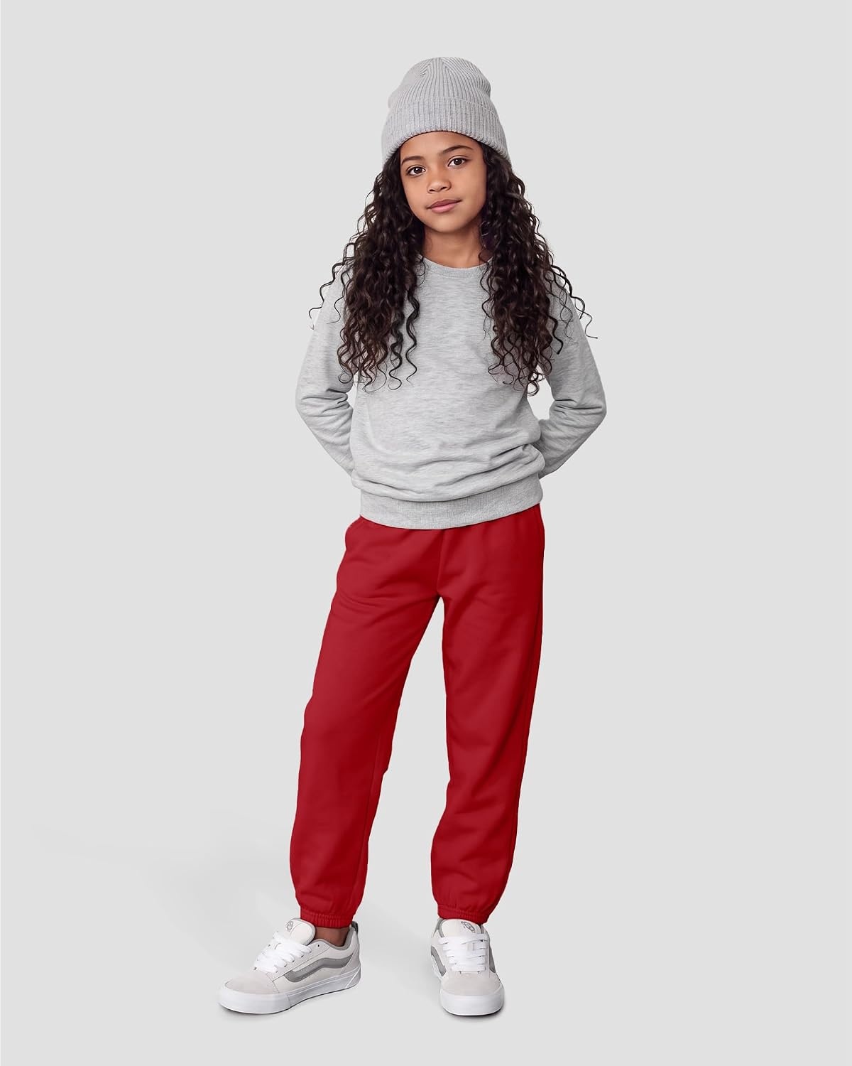Stelle Girls Sweatpants Classic Fleece Joggers Athletic Pants(Red)