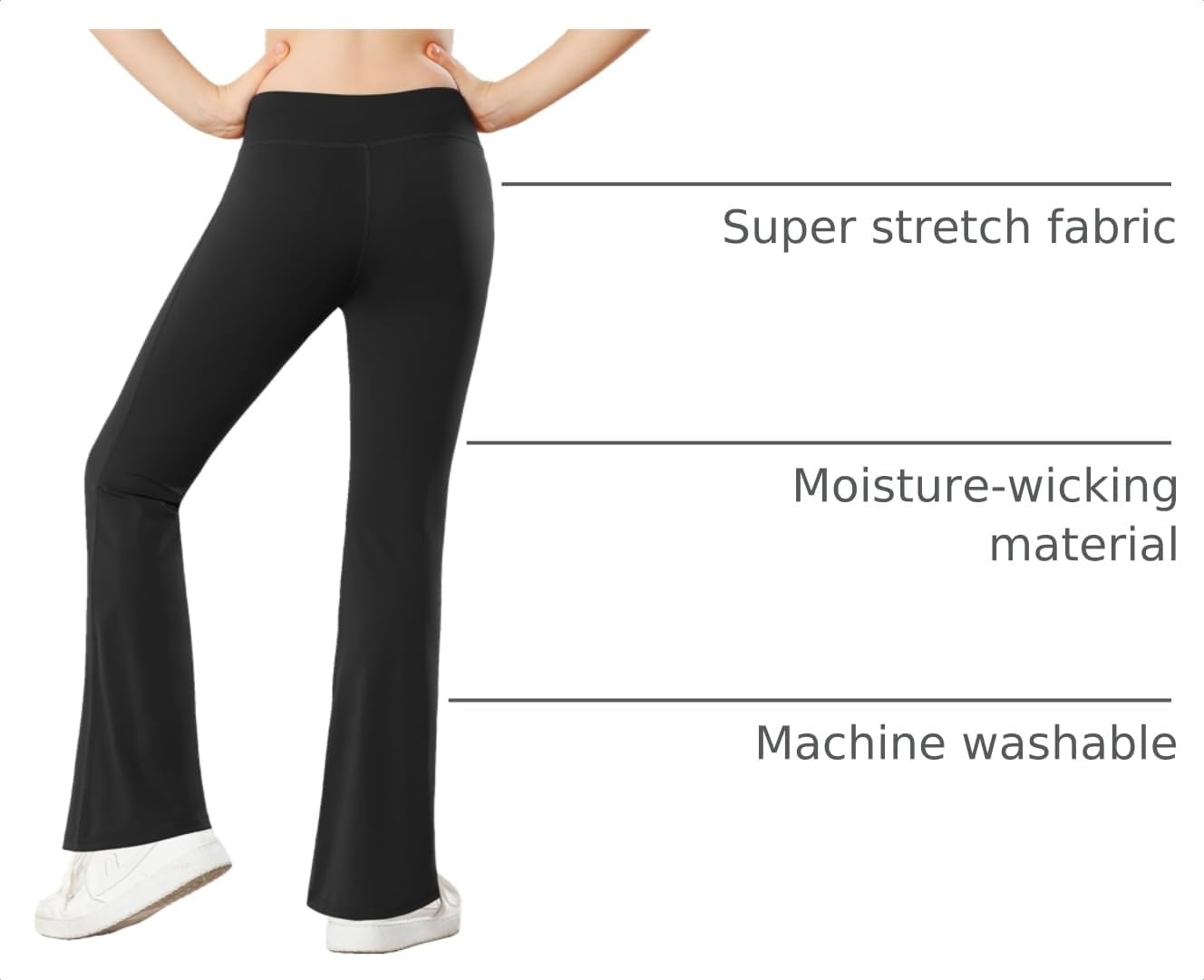 Stelle Girls Flare Leggings High Waisted for Dance Yoga School Daily Wear | Buttery-Soft,Breathable 4-way stretch fabric with flared design,Moisture-wicking comfort for yoga,Dance,School casual outfit(Black/Black/Black/Black)