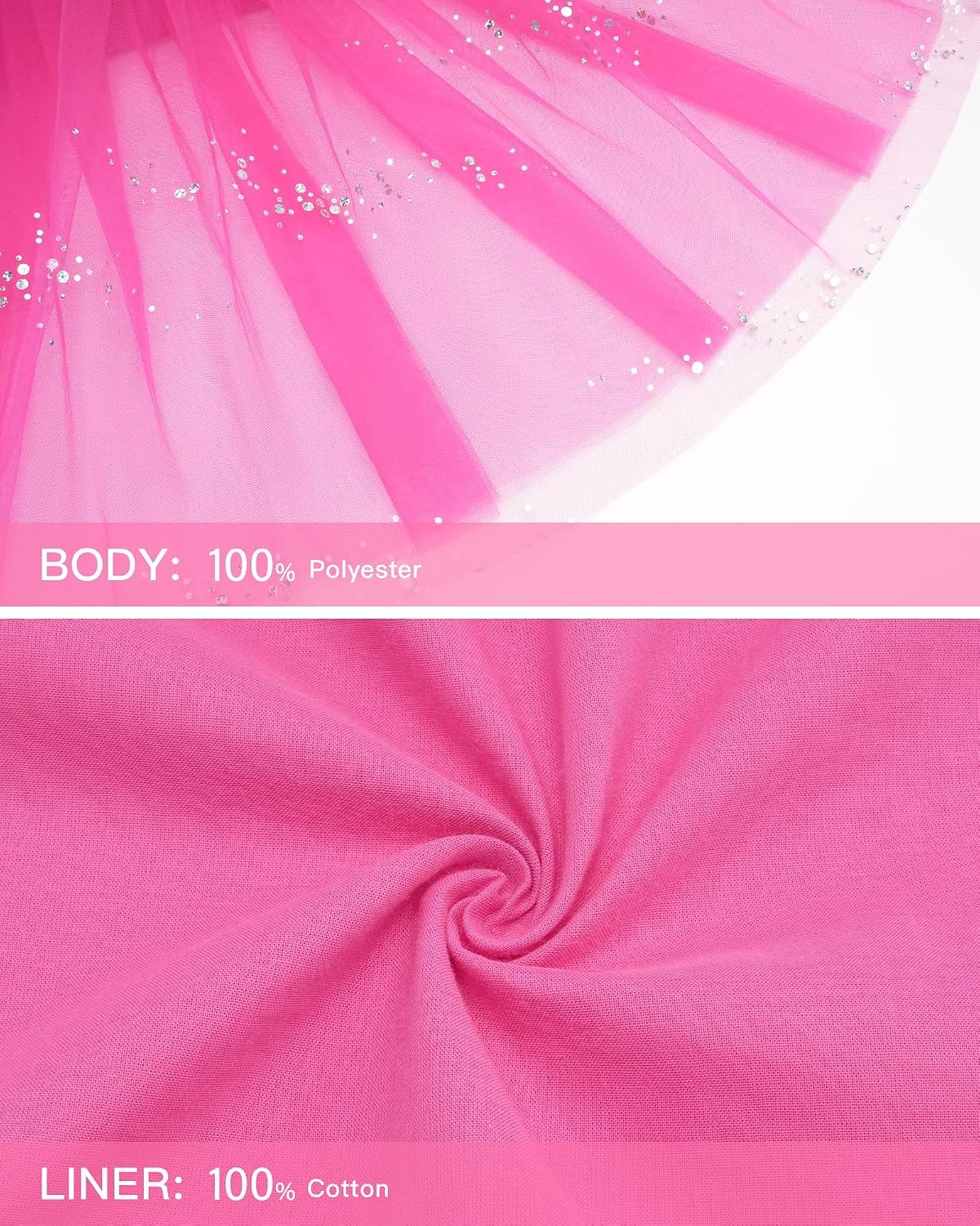 Stelle Tutu for Girls Skirt Layered Tulle Ballet Princess Birthday Outfit(Hot Pink)