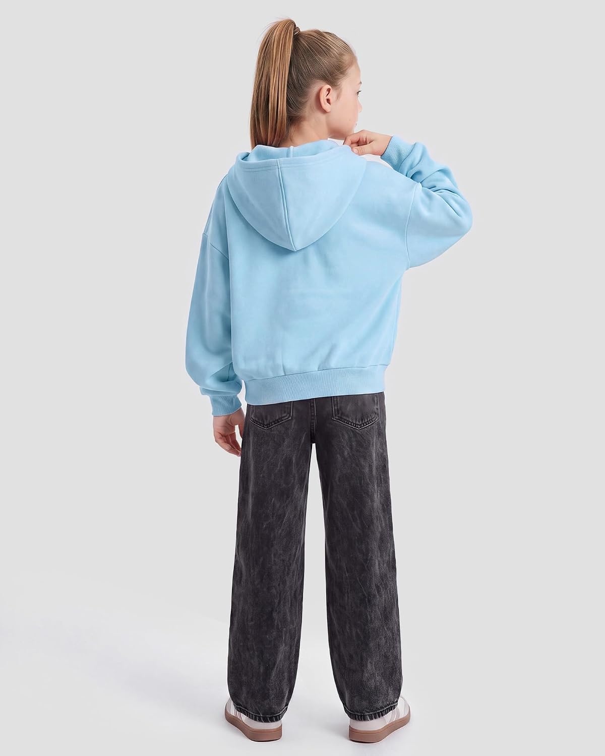 Stelle Girls Zip Up Hoodie Kids Casual Fleece Sweatshirt with Pocket(Blue)