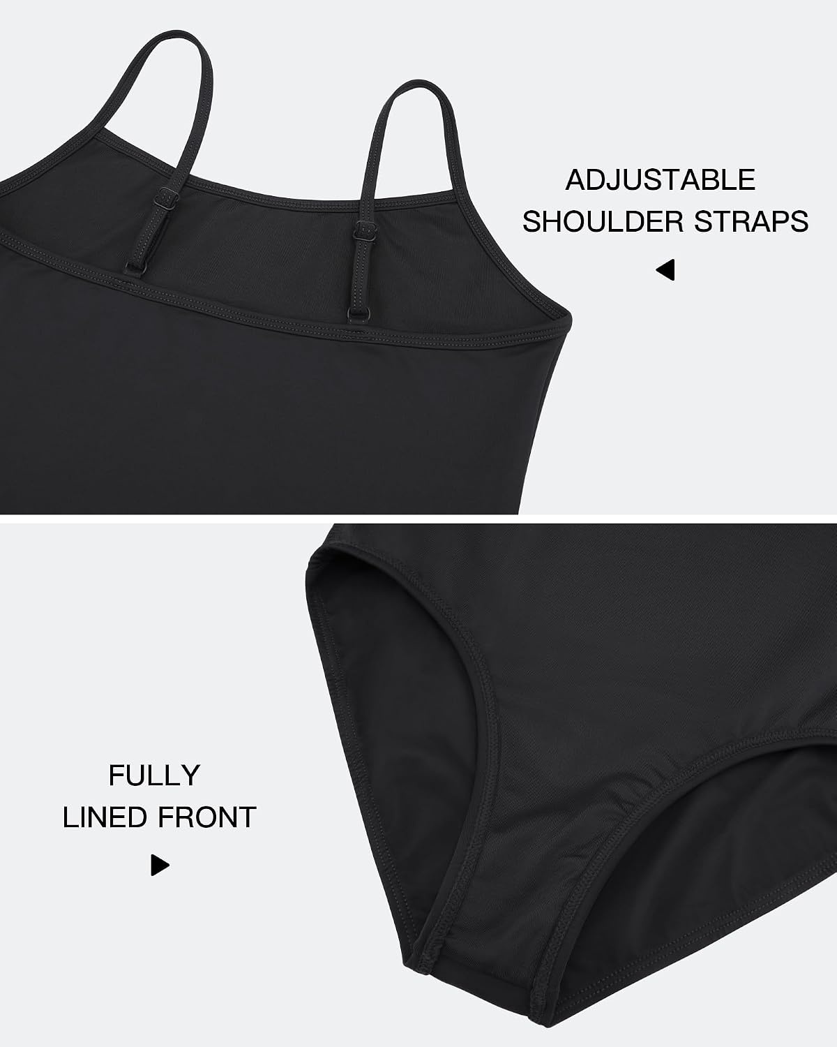 Stelle Ballet Leotards for Girls Dance Leotard Gymnastics Unitards Outfits with Adjustable Straps(Black)