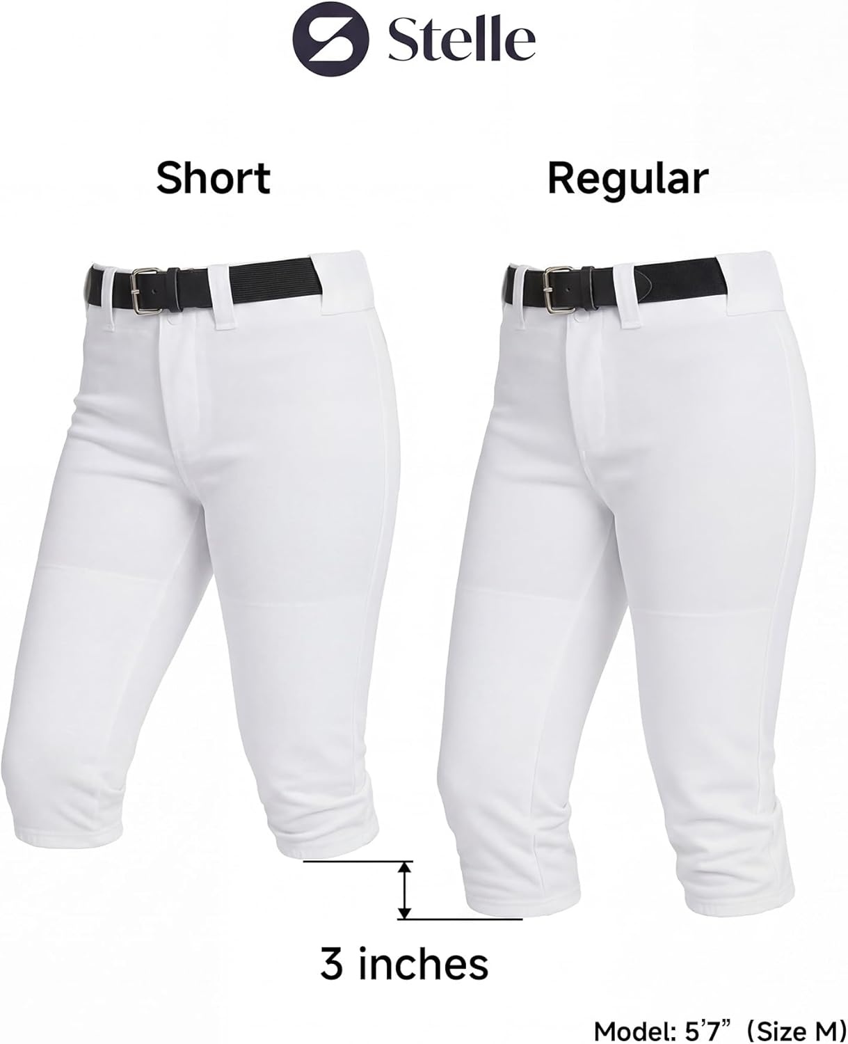 Stelle Women’s Softball Pants Knickers Knee-High Baseball Pant with Pockets for Athletes Tee Ball Fastpitch Style(White)