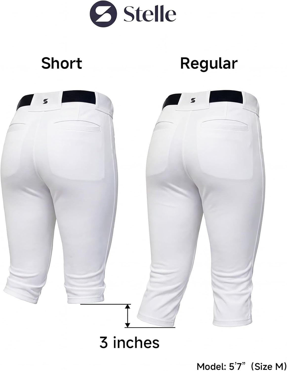 Stelle Women’s Softball Pants Knickers Knee-High Baseball Pant with Pockets for Athletes Tee Ball Fastpitch Style(White)