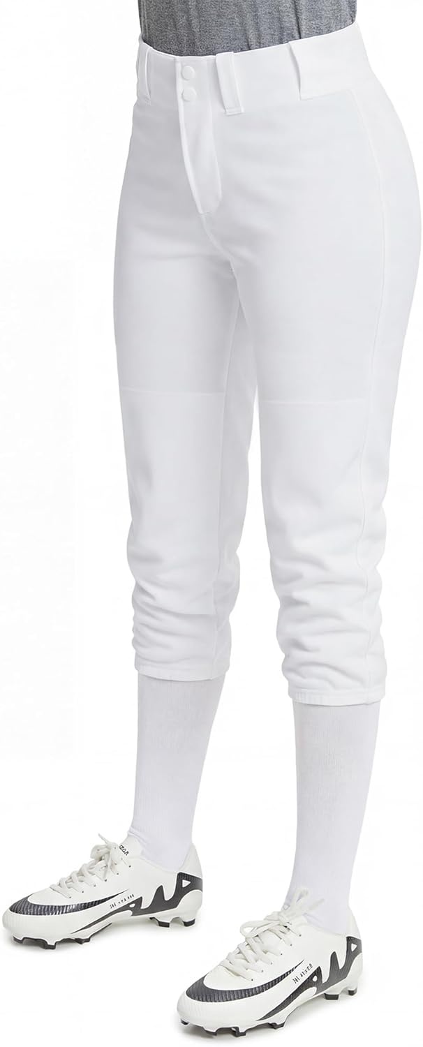 Stelle Women’s Softball Pants Knickers Knee-High Baseball Pant with Pockets for Athletes Tee Ball Fastpitch Style(White)