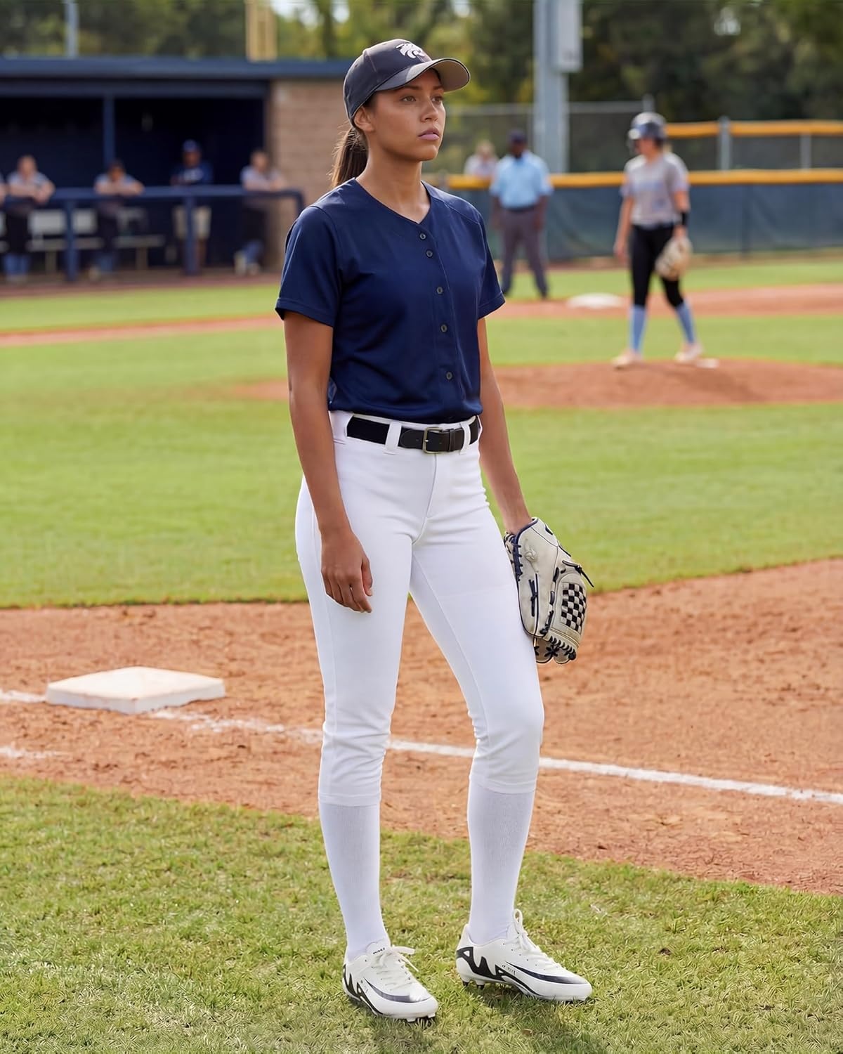 Stelle Women’s Softball Pants Knickers Knee-High Baseball Pant with Pockets for Athletes Tee Ball Fastpitch Style(White)