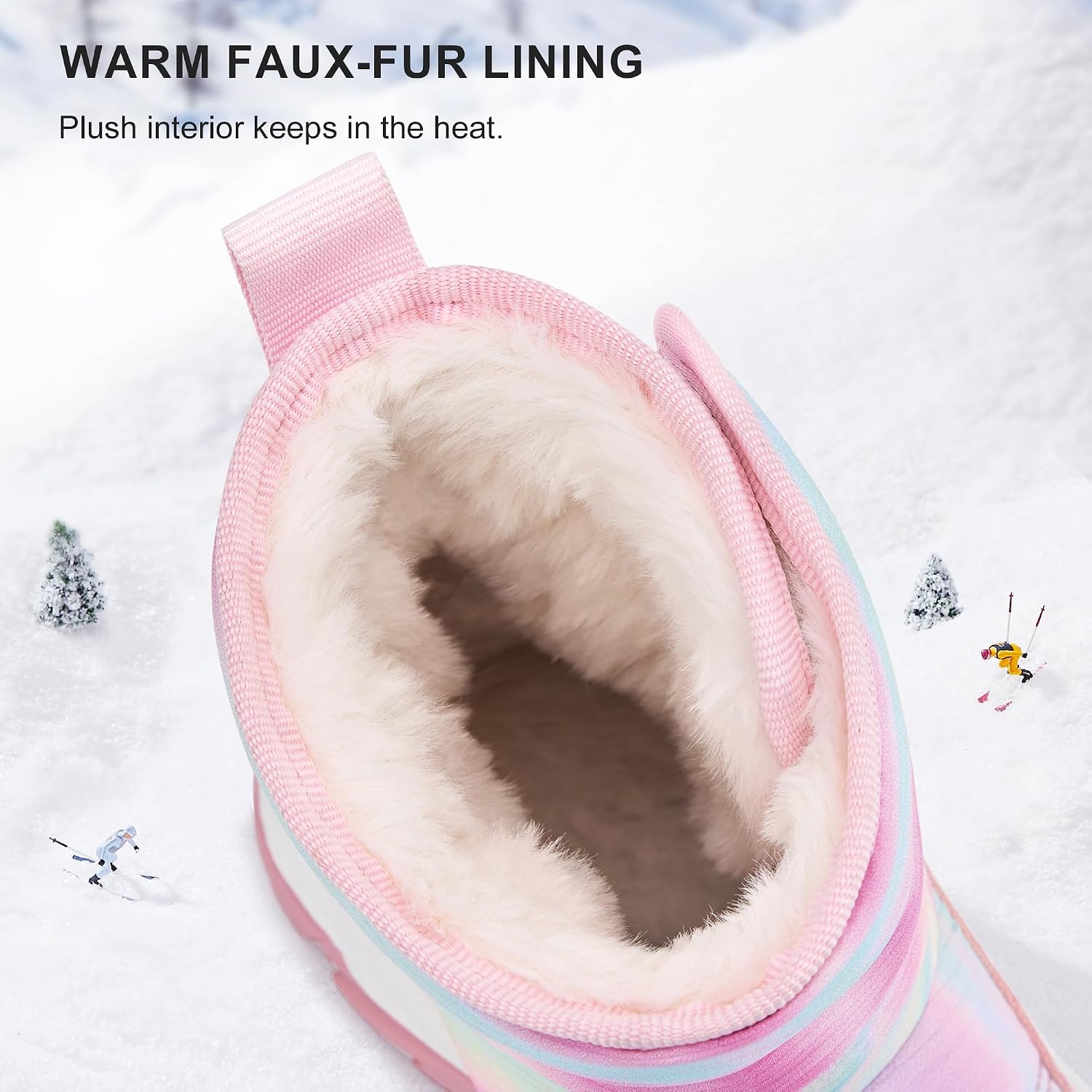 Stelle Toddler Snow Boots Girls Lightweight Warm Winter Shoes(Tie Dye Pink)