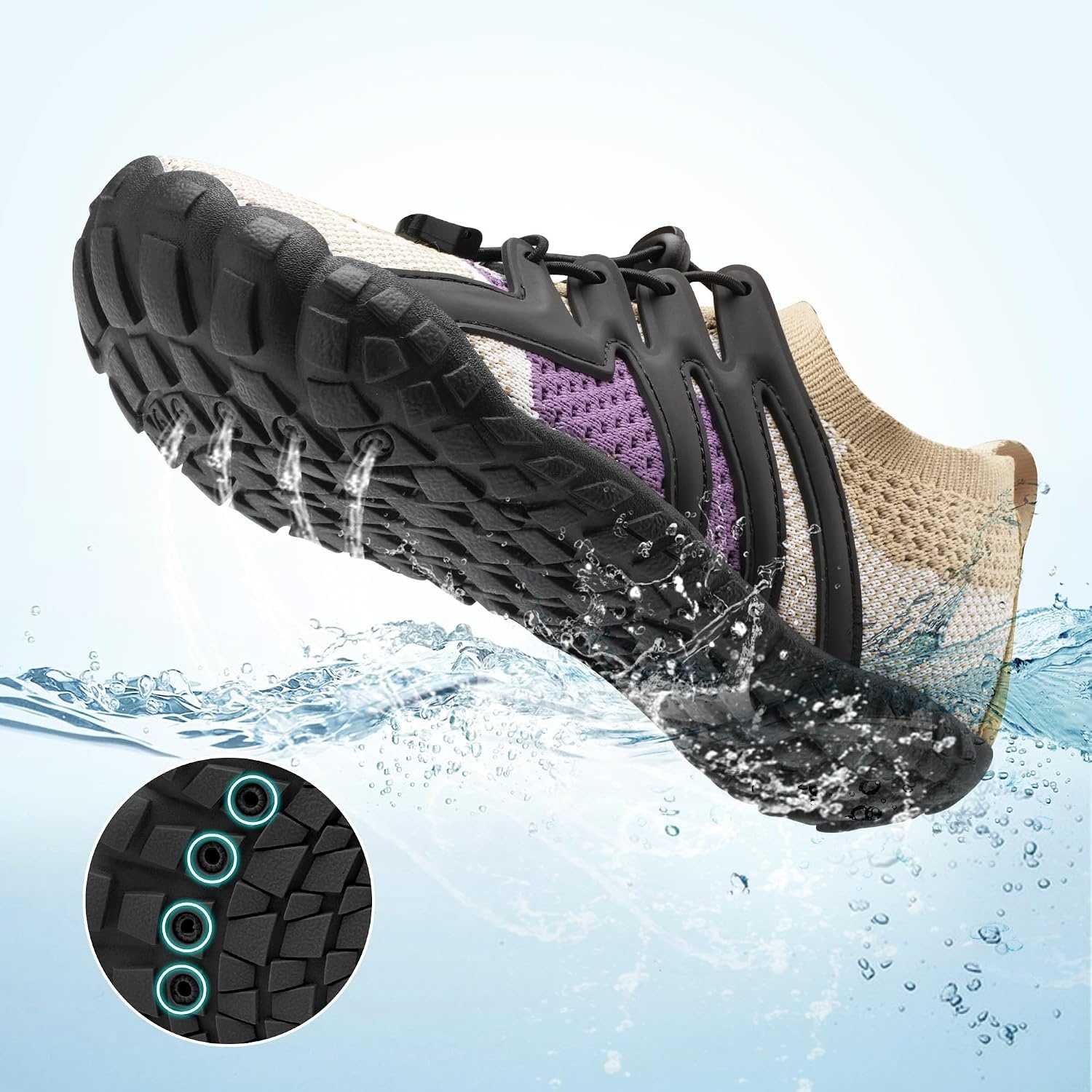 STELLE Water Shoes for Kids Girls Boys Barefoot Shoes with Adjustable Laces Quick Drying Beach Sports Non Slip Swimming Hiking(Desert Eclipse)