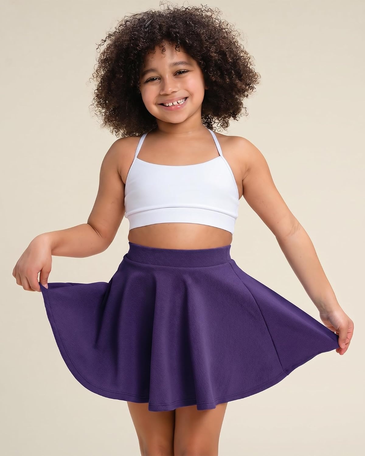 Stelle Girls Pleated Skater Uniform Skirts with Built in Shorts for School(Purple)
