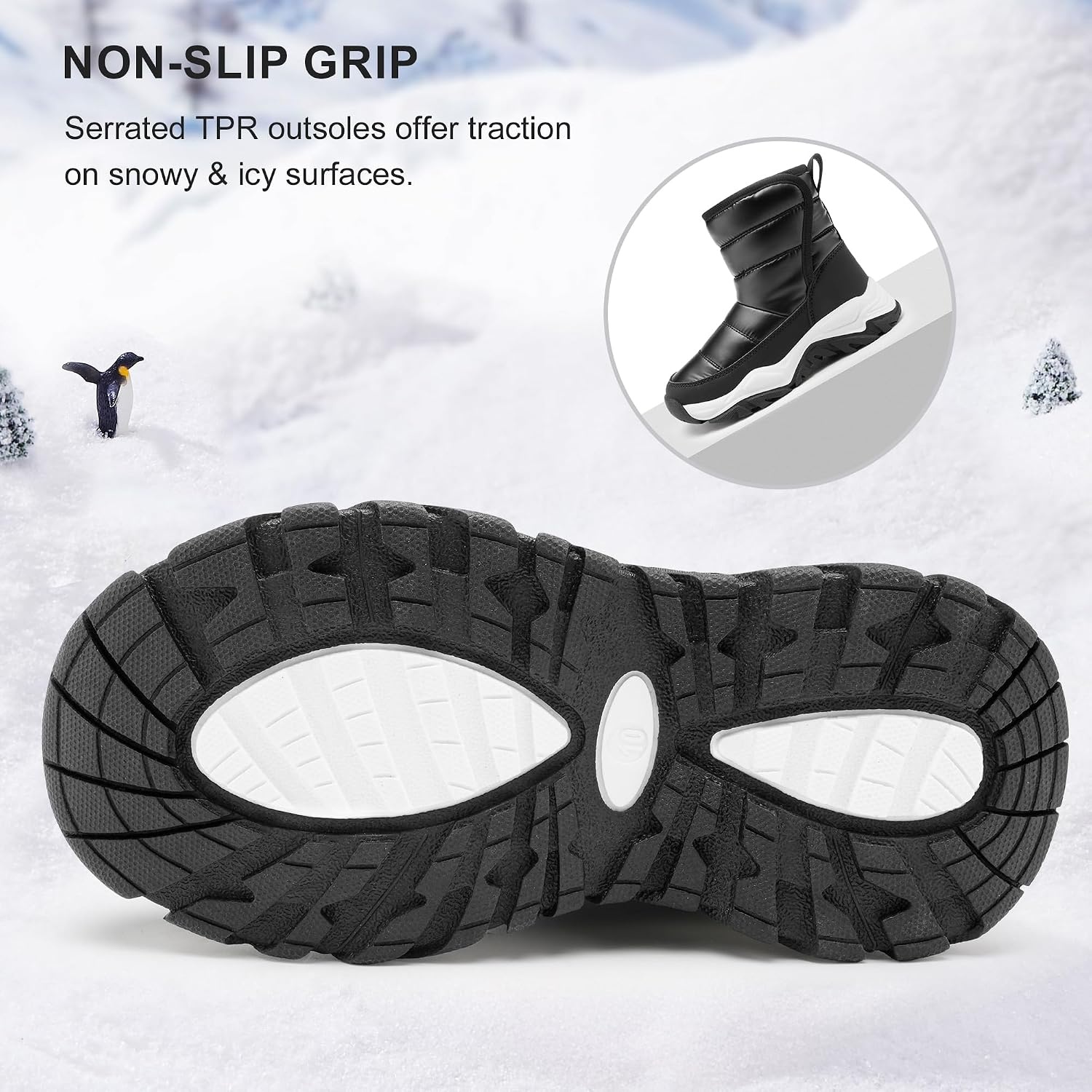 Stelle Toddler Snow Boots Girls Lightweight Warm Winter Shoes(Black)