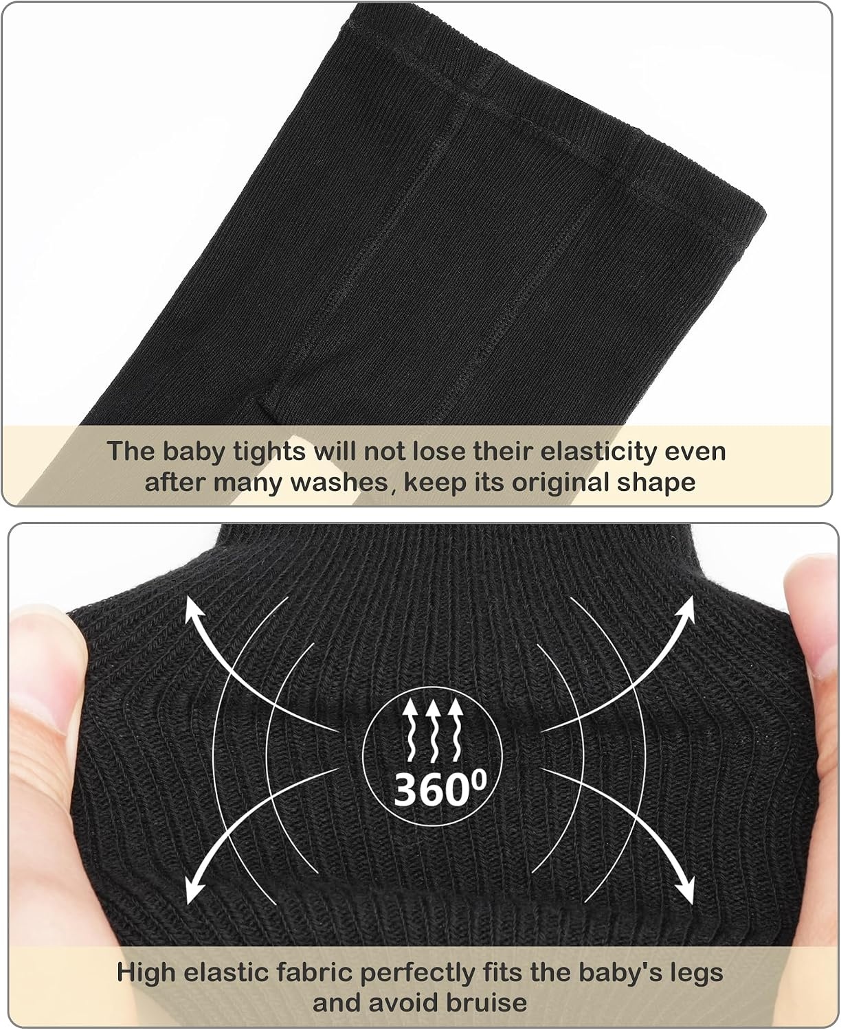 Stelle Toddler Girls Tights Baby Cable Knit Stockings Thick Cotton Legging(Black+white+grey)