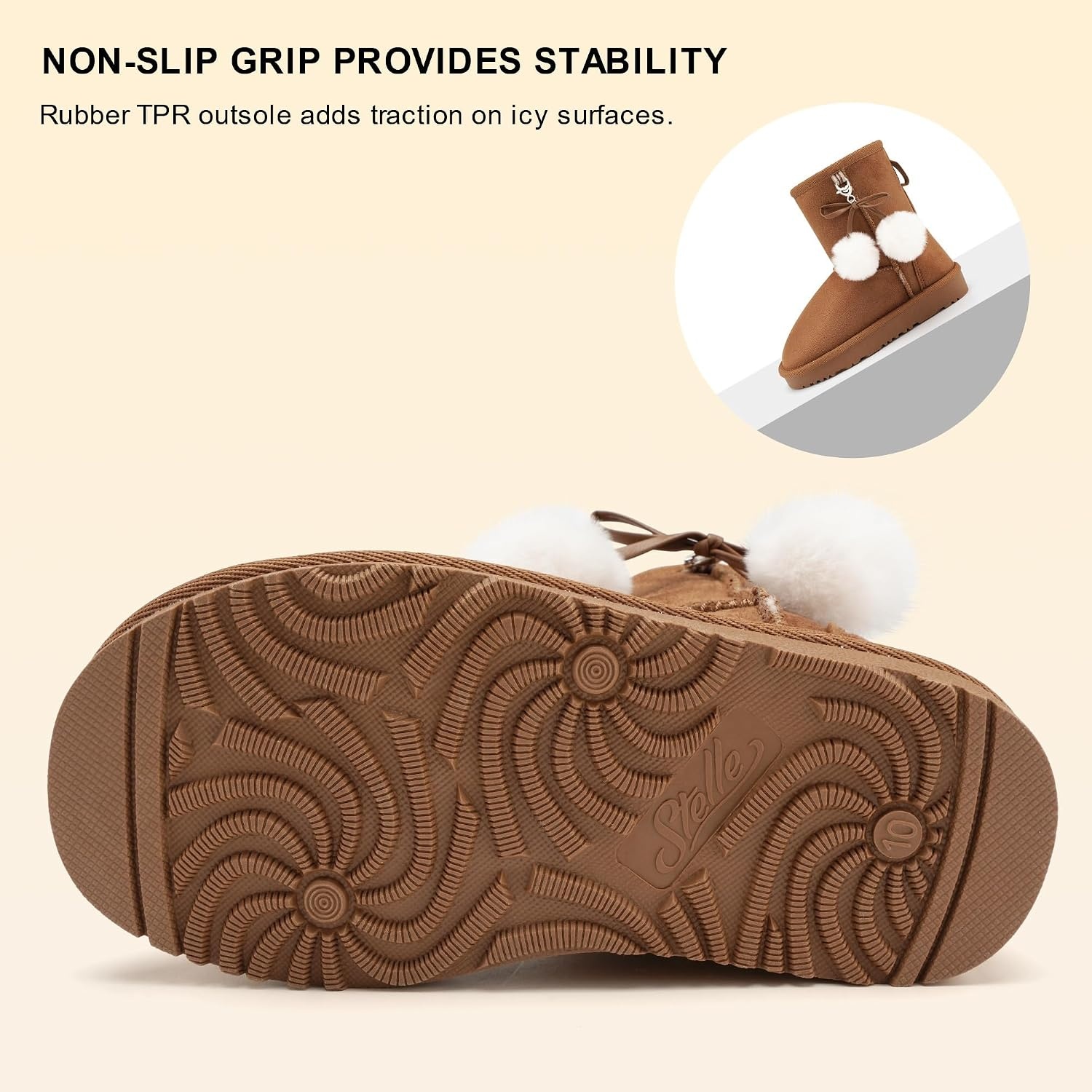 Stelle Kids Winter Boots Girls Boys Snow High Ankle Boots(Chestnut)