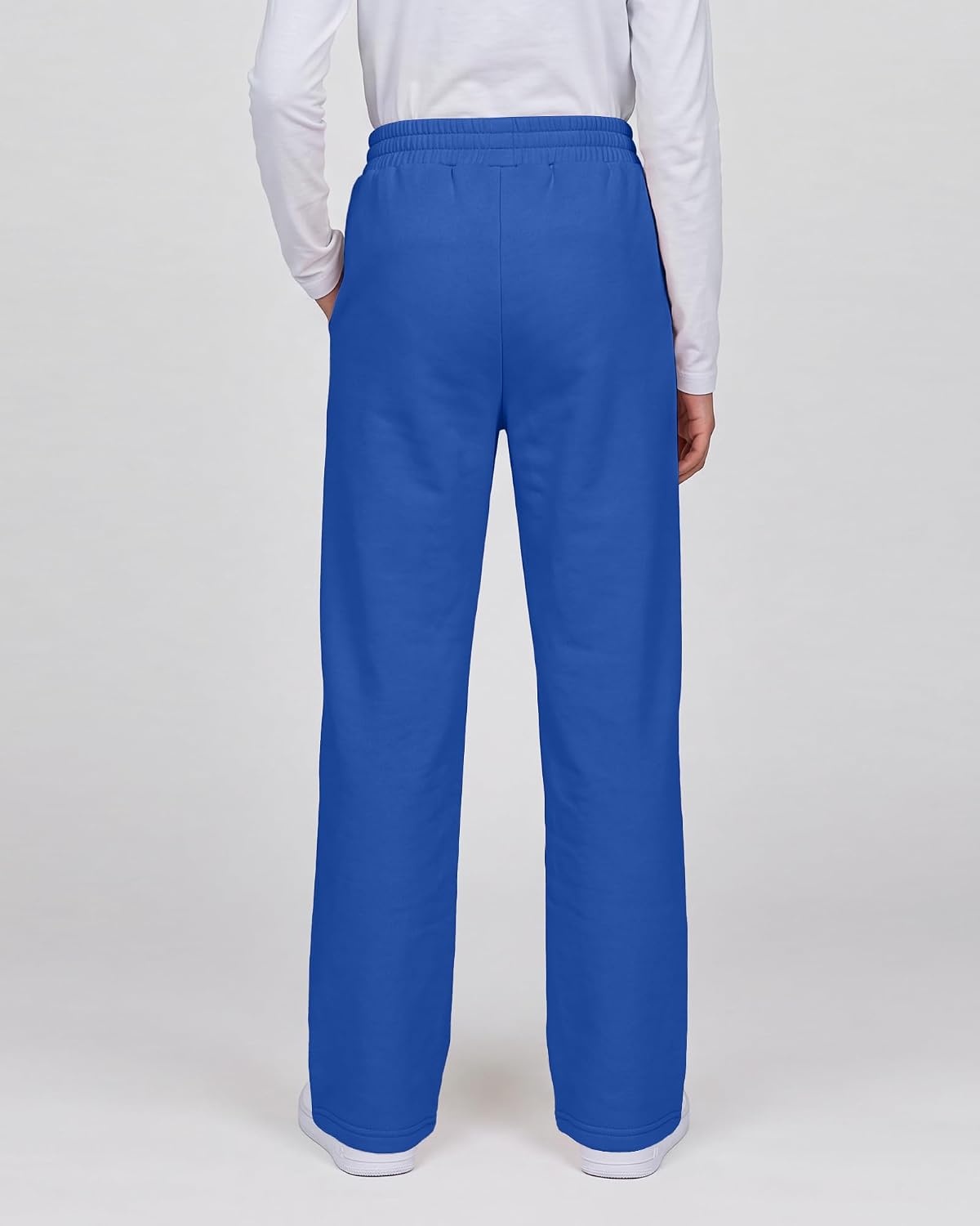 Girls’ Wide-leg Fleece Sweatpants,Soft, with Front Pockets, Warm Loose Fit(Cobalt Blue)