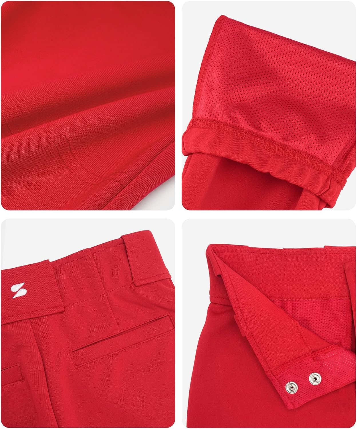 Stelle Womens Softball Pants Knee-High Knickers with Pocket Fastpitch Adult(Red)
