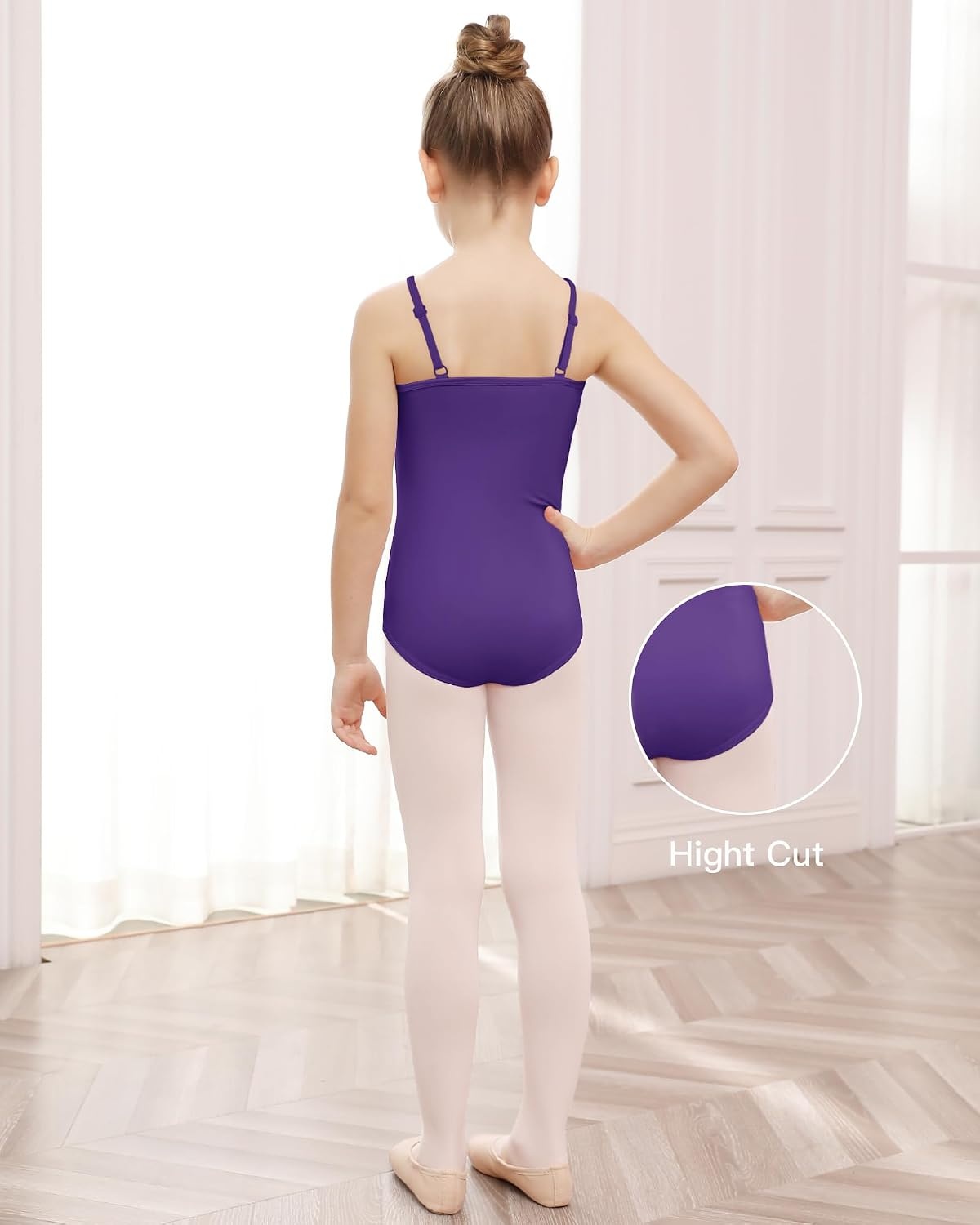 Stelle Ballet Leotards for Girls Dance Leotard Gymnastics Unitards Outfits with Adjustable Straps(Purple)
