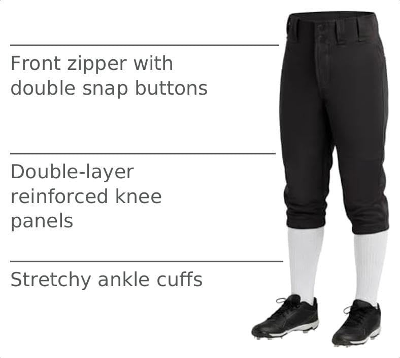 Stelle Girls Softball Pants Knickers Style with Pockets for Youth Kids(Black)