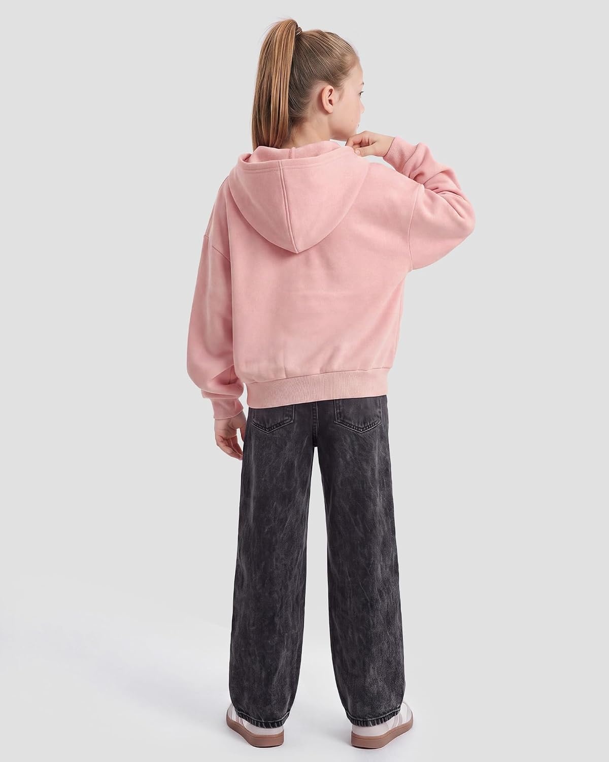 Stelle Girls Zip Up Hoodie Kids Casual Fleece Sweatshirt with Pocket(Orchid)