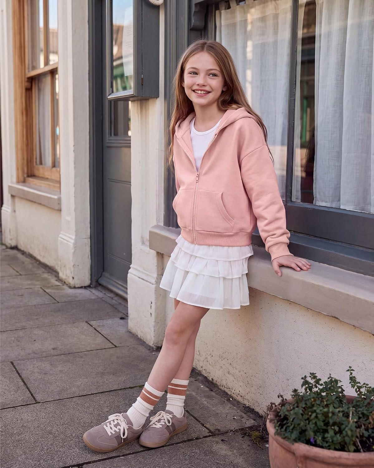 Stelle Girls Zip Up Hoodie Kids Casual Fleece Sweatshirt with Pocket(Orchid)