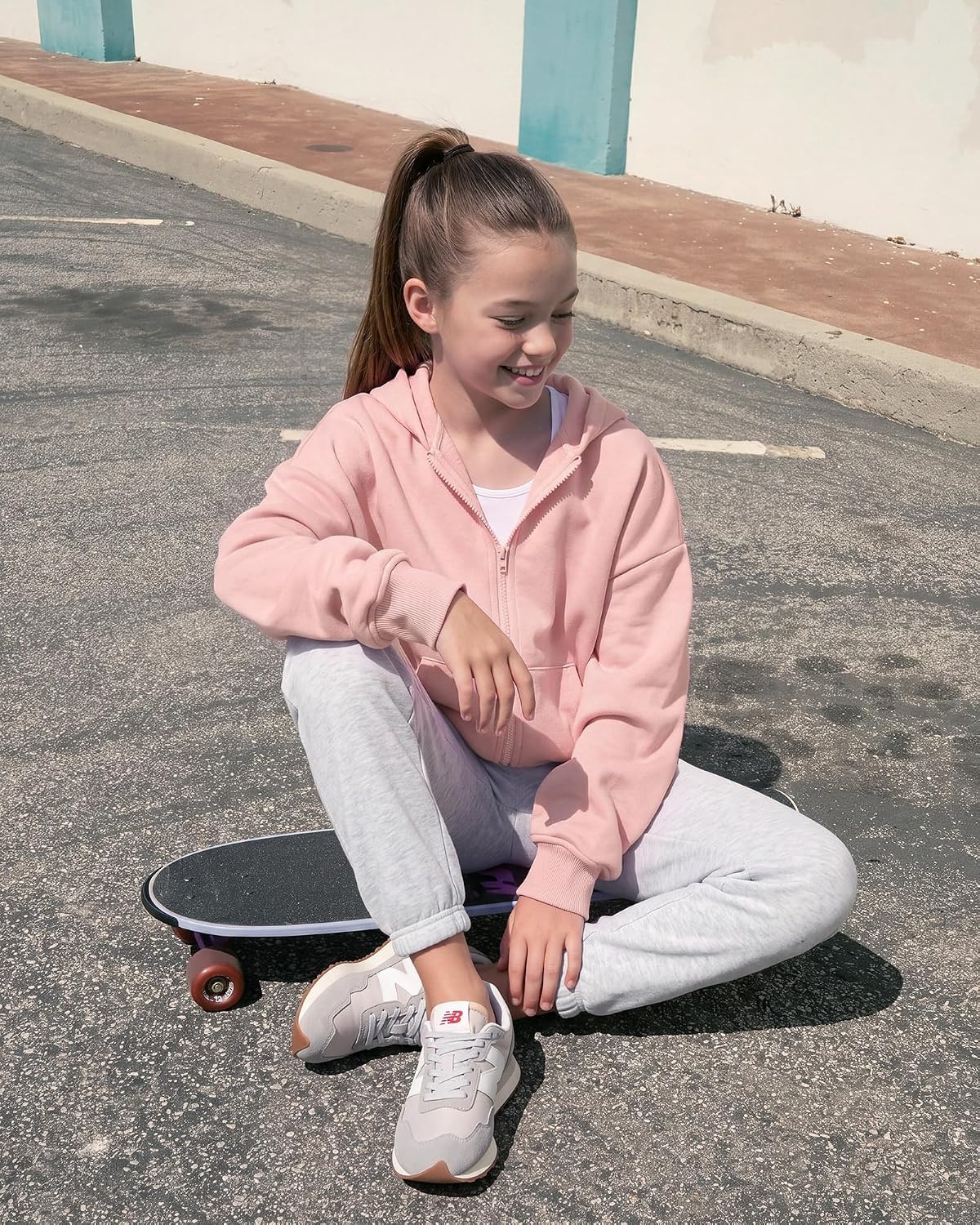 Stelle Girls Zip Up Hoodie Kids Casual Fleece Sweatshirt with Pocket(Orchid)