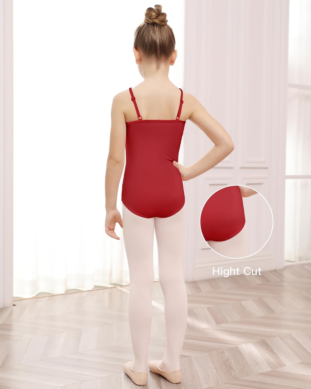 Stelle Ballet Leotards for Girls Dance Leotard Gymnastics Unitards Outfits with Adjustable Straps(Crimson)