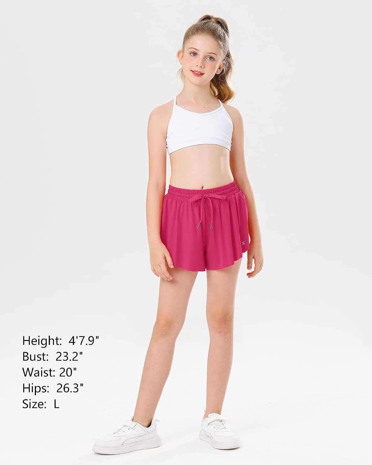 Stelle Girls Butterfly Shorts with Pockets Athletic Running Sports Skirt(Raspberry)