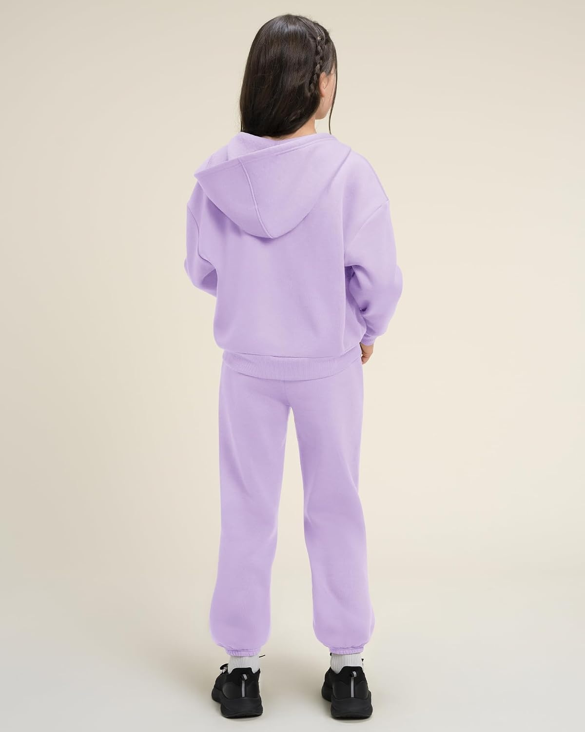 Stelle Girls Athletic Sweatsuit 2 Pieces Sweatshirts and Pant Long Sleeve Zip Up with Pockets Outfits Set(Lavender)