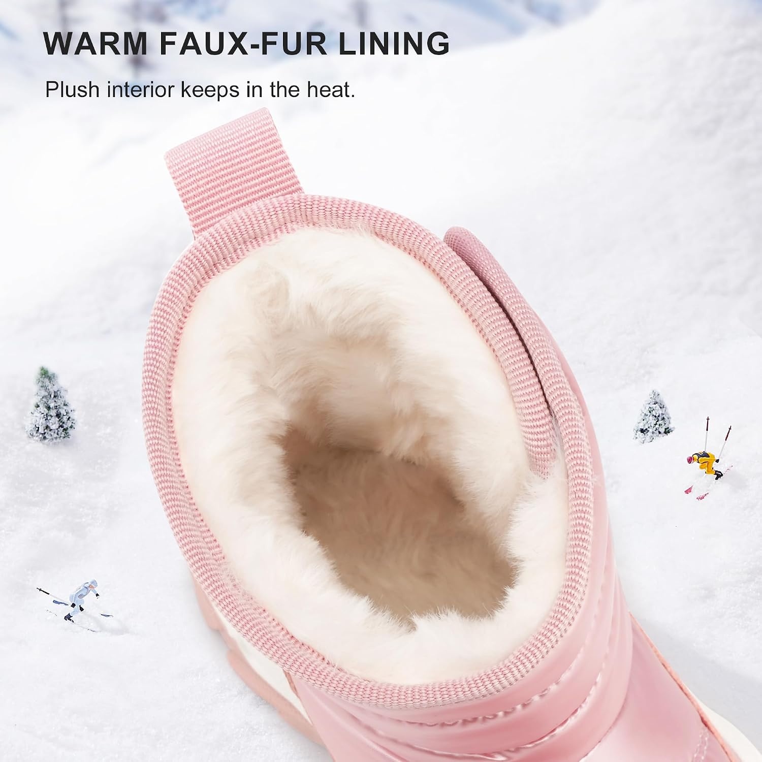 Stelle Toddler Snow Boots Girls Lightweight Warm Winter Shoes(Pink)