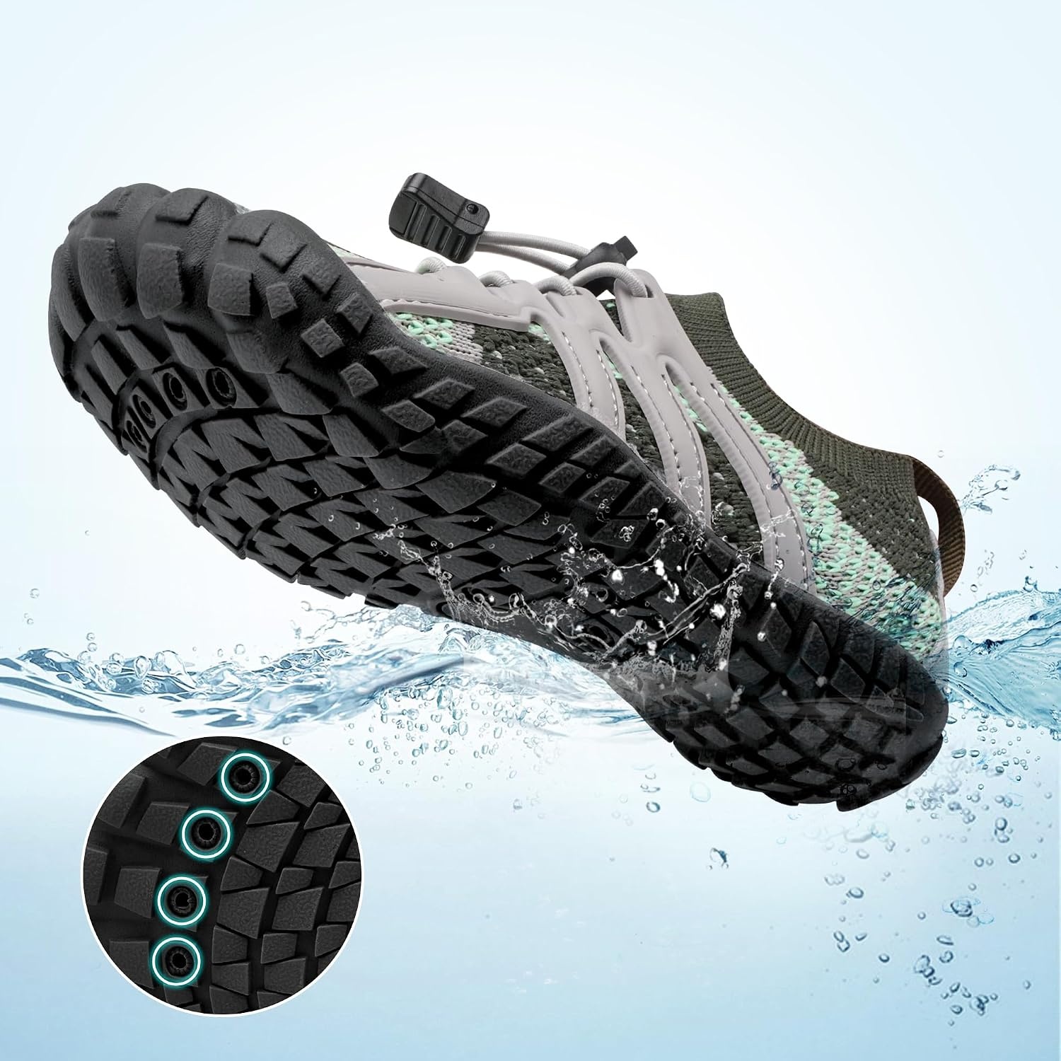 STELLE Water Shoes for Kids Girls Boys Barefoot Shoes with Adjustable Laces Quick Drying Beach Sports Non Slip Swimming Hiking(Grey)