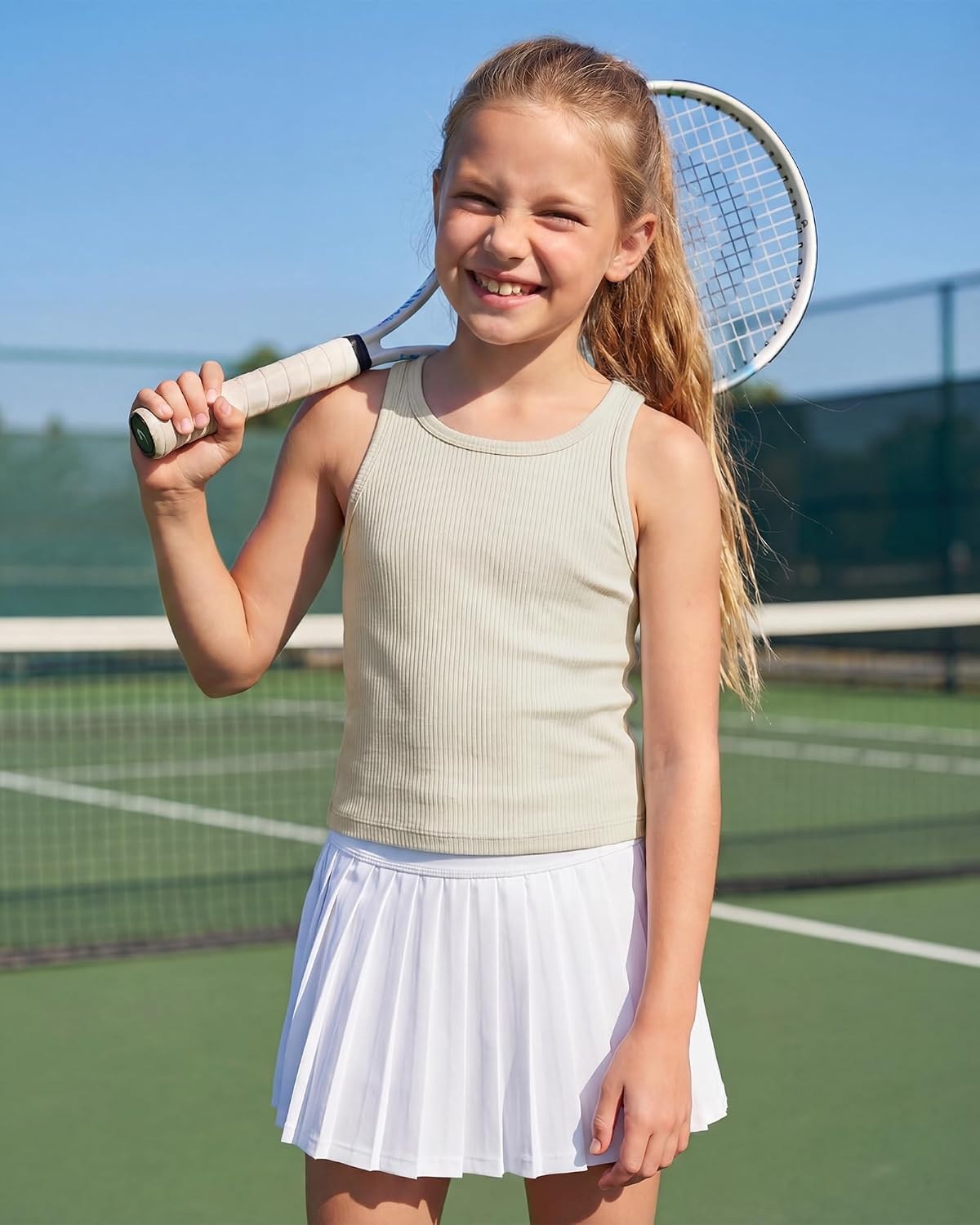 Stelle Girls Athletic Tank Top for Dance Sports 6-15Y(Oat)