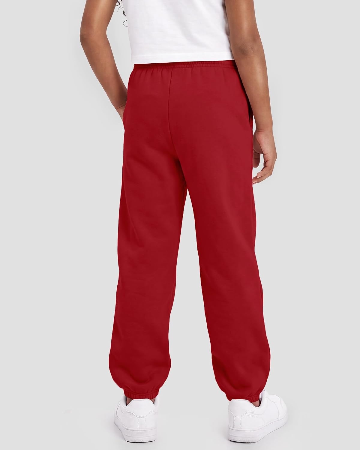 Stelle Girls’ Fleece Sweatpants,Soft, with Front Pockets, Warm Loose Fit(Red)