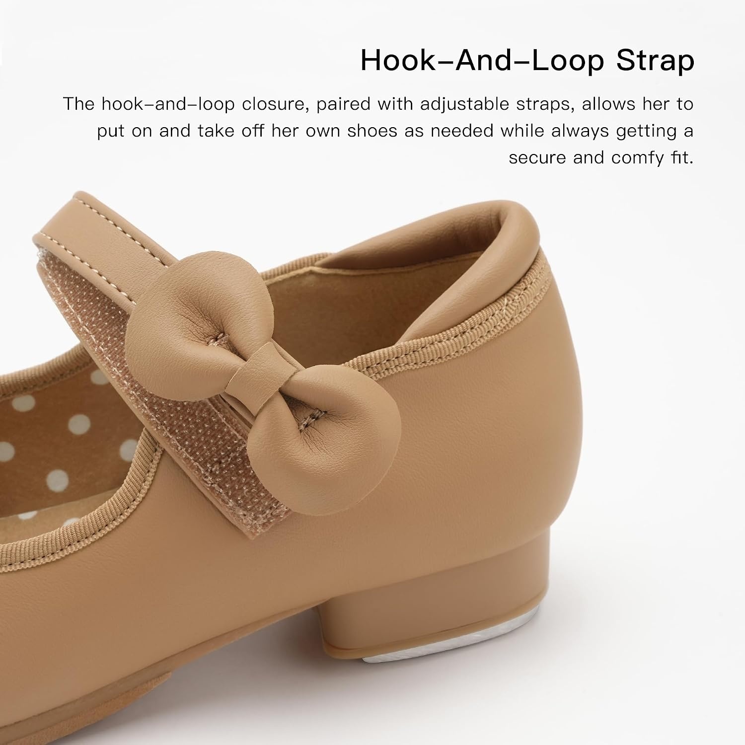 Stelle Tap Shoes for Toddler Girls Bow Mary Jane Dance Shoes(Tan)