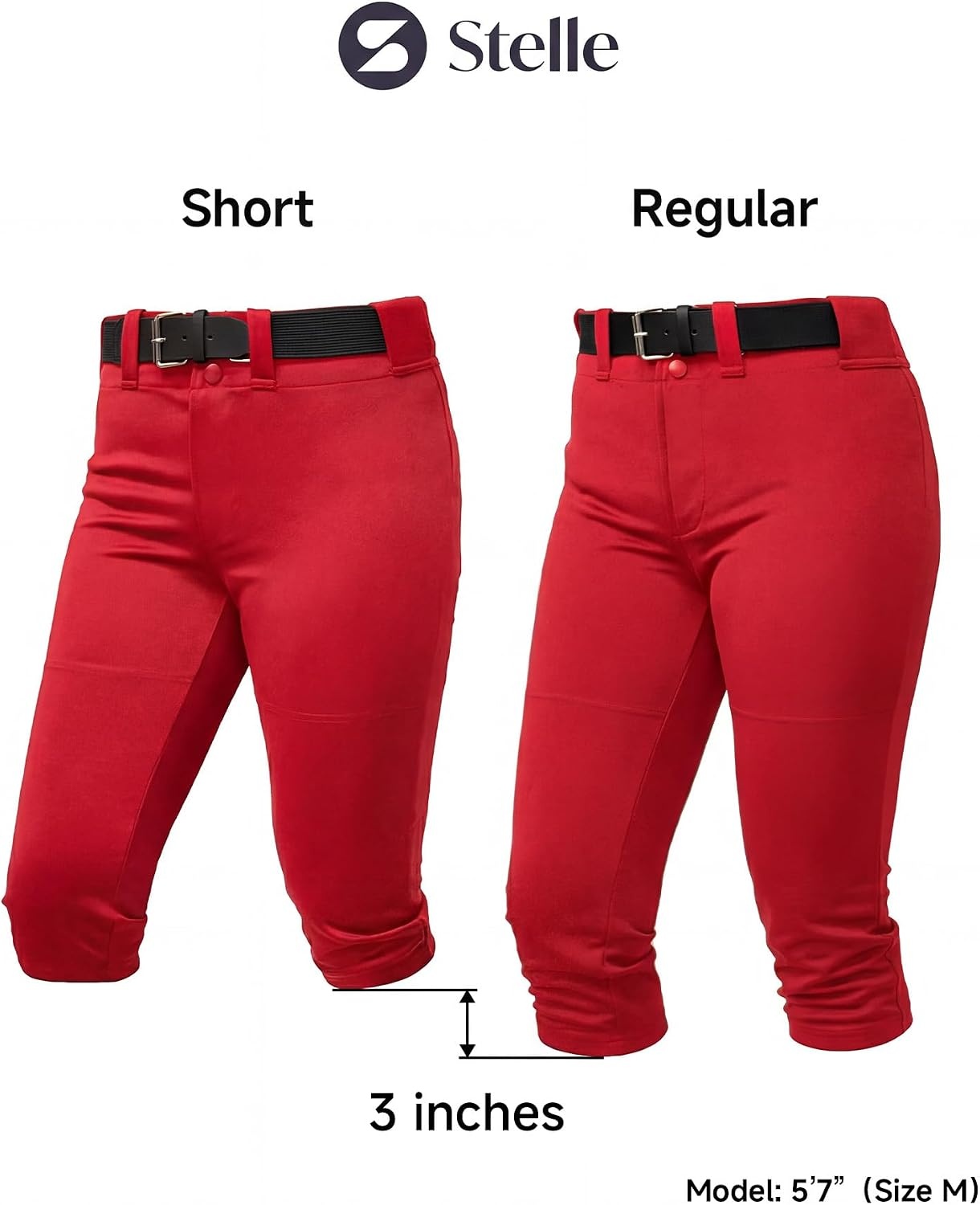 Stelle Women’s Softball Pants Knickers Knee-High Baseball Pant with Pockets for Athletes Tee Ball Fastpitch Style(Red)