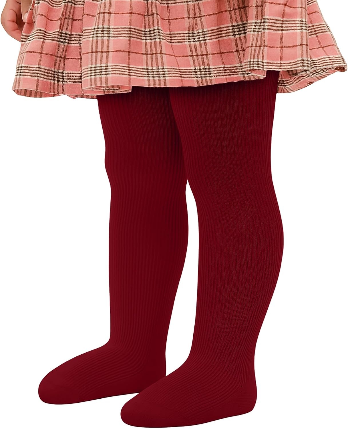 Stelle Toddler Girls Tights Baby Cable Knit Stockings Thick Cotton Legging(Red+black+white)