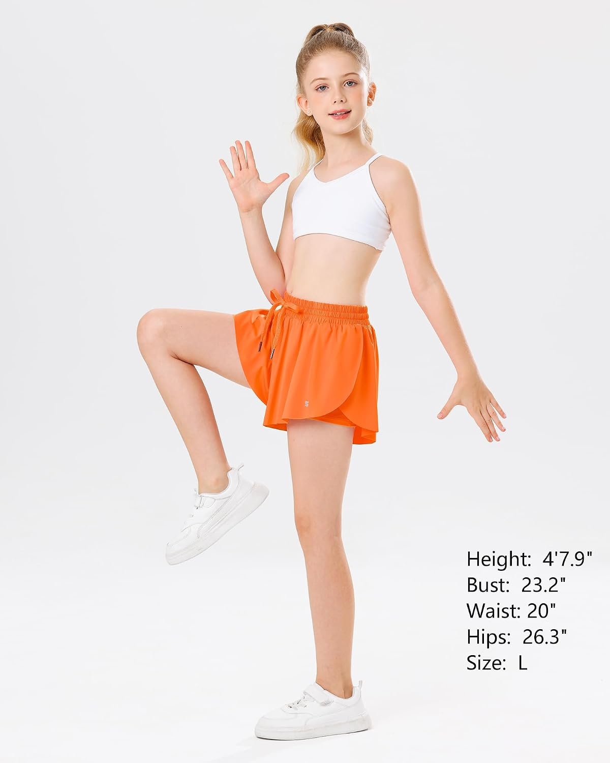 Stelle Girls Butterfly Shorts with Pockets Athletic Running Sports Skirt(Orange)