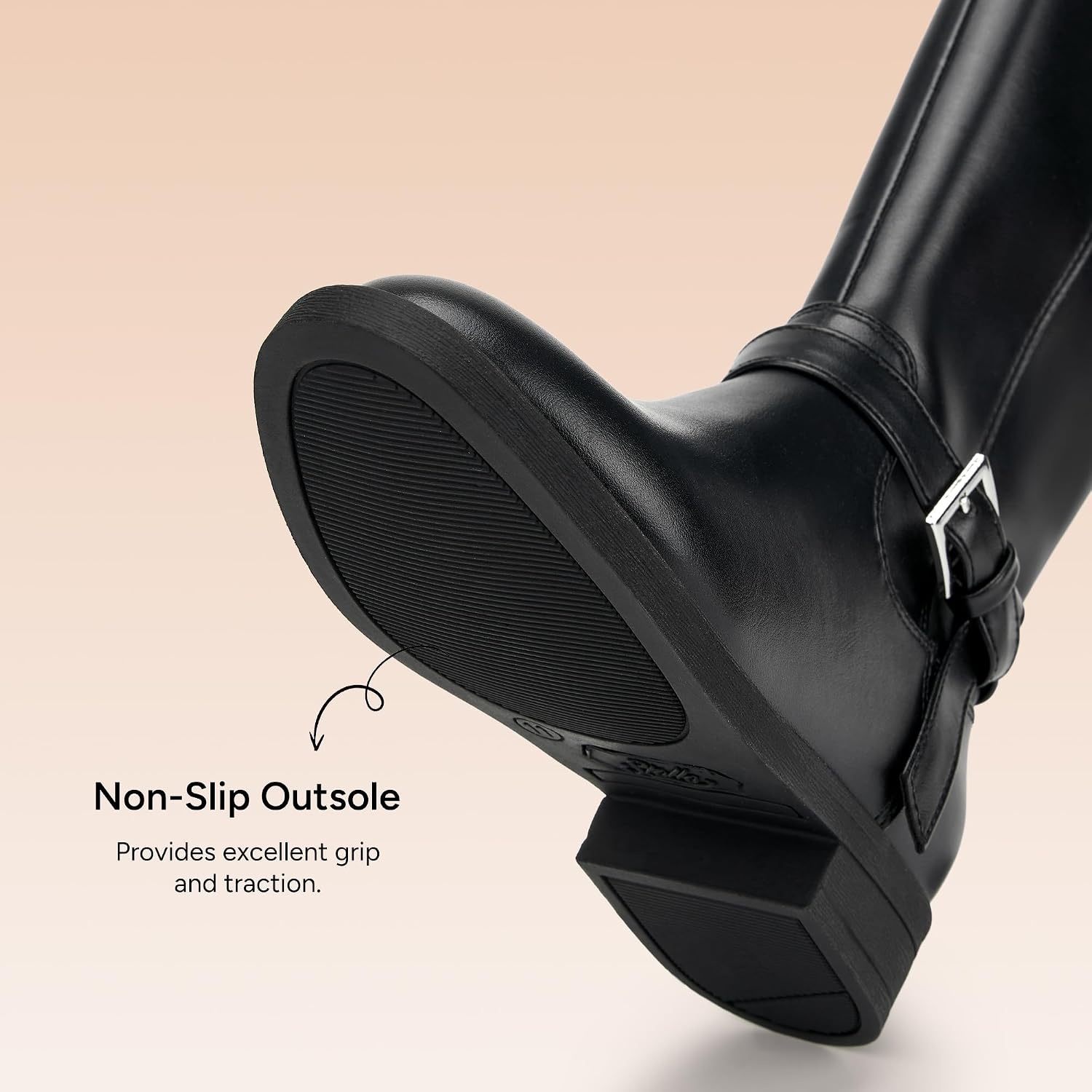 Stelle Girls Knee High Boots with Side Zipper Riding Boots(Black)